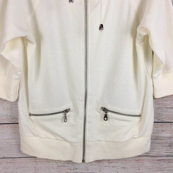 Forever Twenty One High Neck Hoodie Full Zip 3/4 Sleeves - Picture 4 of 12